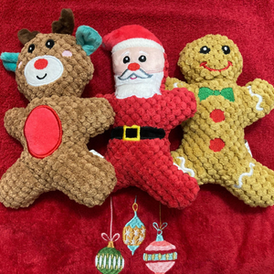 Christmas Interactive Trio of toys for Dogs and Puppies - Gingerbread, Santa, Reindeer